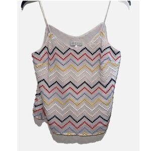 WAYF‎- Chevron Dot Embroidered Rainbow Spaghetti Strap Tank Top size Large